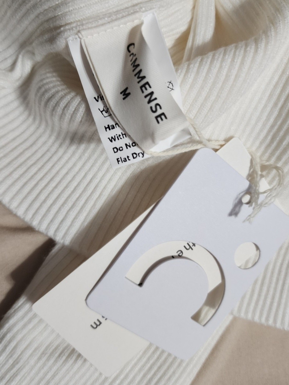 Commense Cream Ribbed Mini Sweater Dress - Picture 5 of 5